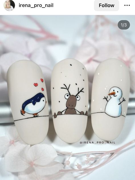 New Year Nail Design, Penguin Nail Art, Snowman Nail Art, Penguin Nails, New Year Nail, Nail Art Noel, Snowman Nails, Xmas Nail Art, New Years Nail Designs