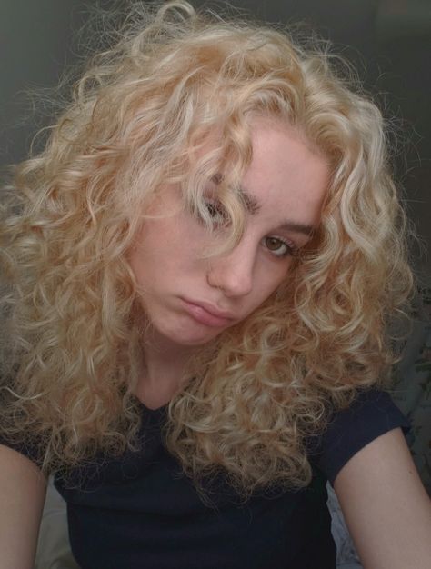 Short Layered Curly Blonde Hair, Bleached Blonde Curly Hair, Bleached Wavy Hair, Curly Poofy Hair, Bleach Blonde Curly Hair, Curly Bleached Hair, Curly Platinum Blonde Hair, Short Curly Hair Blonde, Platinum Blonde Curly Hair