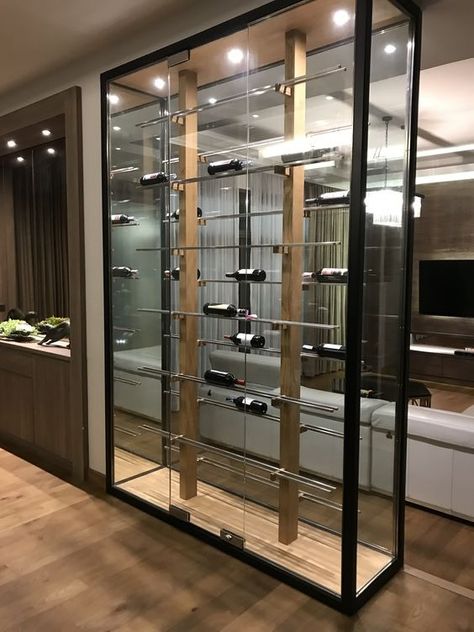 Wine Cabinet Design, Wine Cellar Wall, Wine Room Design, Wine Cellar Racks, Glass Wine Cellar, Wine Closet, Wine Cellar Door, Hotel Lobby Design, Home Bar Rooms