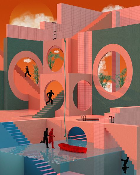 Tishk Barzanji, Futuristic Art, Art Et Illustration, Architecture Illustration, Retro Futuristic, Art And Illustration, Retro Futurism, Architecture Drawing, Visual Artist