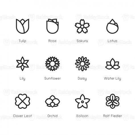 Flower Icon Line Series Vector EPS File. Pictogram Design, Flower Icon, Florist Logo, Sunflower Clipart, Flower Symbol, Flower Logo Design, Name Card Design, Flower Icons, Vector Flowers