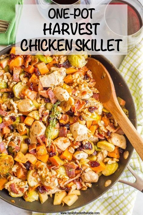 Harvest Chicken Skillet, Harvest Chicken, Healthy Fall Dinner, Easy Fall Dinners, Chicken Skillet, Fall Cooking, Recipes Casserole, Fall Dinner Recipes, Skillet Chicken