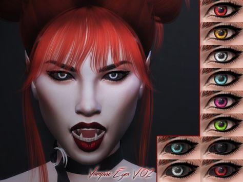 Kitty.Meow's KM Vampire Eyes V.02 Sims 4 Supernatural Eyes Cc, Sims 4 Cat Eyes, Vampire Eyes Sims 4 Cc, Sims 4 Vampire Cc, Sims 4 Eyes, Sims 4 Vampire, Sims 4 Halloween, Vampire Hair, Vampire Eyes