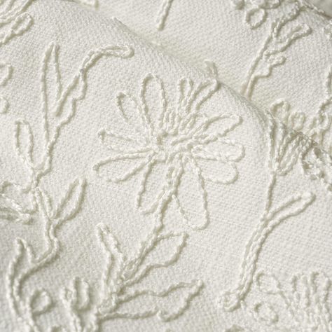 Playful floral corded embroidered tonally on a textured cloth. Available to the interior design trade through www.fabricut.com/trend. Liberty Curtains, Zara Embroidery, Curtains Holder, Cording Embroidery, Latest Curtain Designs, Chenille Curtains, Pattern Sketch, Adult Bedding, Embroidered Lace Fabric