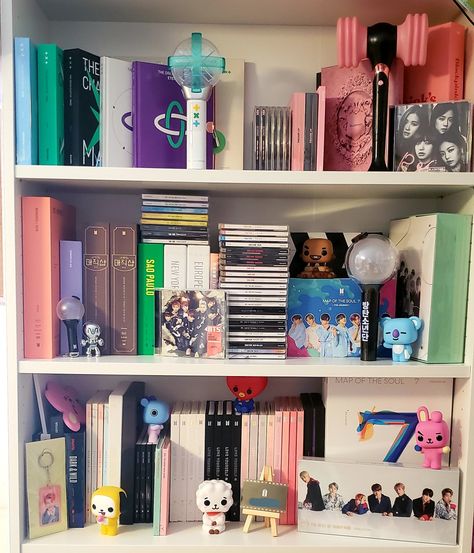 Kpop Albums Shelf, Kpop Shelf, Army Decor, Bts Room, Army Room Decor, Kpop Room, Kpop Albums, Army Room, Pop Albums