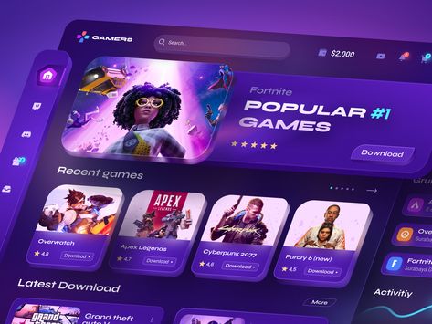 Gaming Ui Design, Casino Graphics, Gaming Dashboard, Game Interface Design, Game Dashboard, Dashboard Ui Design, Color Design Inspiration, Ui Game, Desktop Design