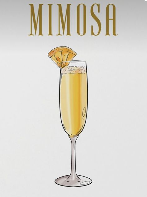 Mimosa Drawing, Mimosa Illustration, Mimosa Aesthetic, Realtor Cookies, Embroidery Journal, Brunch Sign, Shell Tattoos, Candle Cards, Mimosa Bar