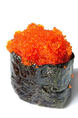 nigiri sushi with tobiko caviar Fish Roe, Caviar Recipes, Sashimi Sushi, Nigiri Sushi, Sushi Party, Crab And Lobster, Flying Fish, Sushi Recipes, Japanese Dishes