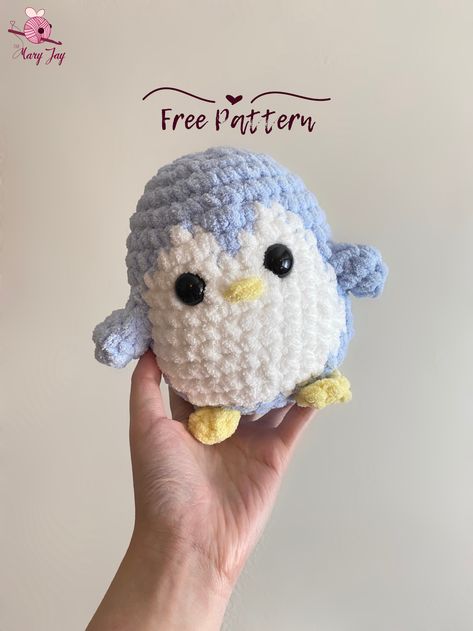 Pebble the Penguin - Free Crochet Pattern + Video Tutorial — The Mary Jay Cute Penguin Crochet Pattern Free, Penguins Crochet Free Pattern, Crochet Amigurumi Free Patterns Penguin, Amigurumi Free Pattern For Beginners, Cute Crochet Penguin, Quick Crochet Patterns Amigurumi, Penguin Pattern Crochet, Plushie Crochet Tutorial, Low Sew Amigurumi