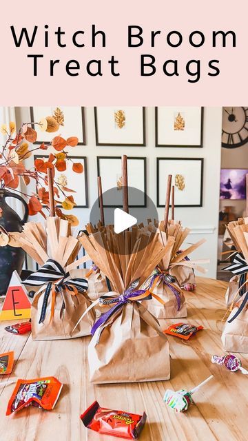 Leanna Laming on Instagram: "✨🎃 Witch Broom Treat Bags! 🎃✨

Get ready for an easy treat with our DIY Witch Broom Brown Bags! 🍬🧹 Easy to make and perfect for Halloween, these cute brooms are made from two brown lunch bags, ribbon, and a wooden dowel. Fill them up with candy for a bewitching surprise that kids will love! 🎃🍭

Comment TREAT and I’ll send you the easy step by step directions! 🕸️✨

#halloweendiy #halloweendecorations #halloweenkidscrafts #kidcrafts #partyideas #kidshalloweenparty #kidshalloween #instafood #betterhomesandgardens #mybhg #mybhghome" Diy Halloween Candy Bags, Halloween Broom Treat Bags, Witch Broom Pretzel Bags, Witches Broomsticks Snack, Halloween Broomstick Treat Bags, Decorate Your Own Trick Or Treat Bag, Hallowen Crafts, Halloween Candy Crafts, Halloween Food Crafts