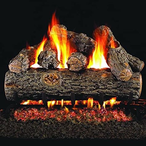 Peterson Real Fyre 24-inch Golden Oak Designer Plus Log Set With Vented Propane Ansi Certified G46 Burner - Variable Flame Remote Artificial Fireplace, Gas Log Sets, Single Burner, Gas Fireplace Logs, Fireplace Set, Free Gas, Log Fires, Traditional Fireplace, Gas Logs