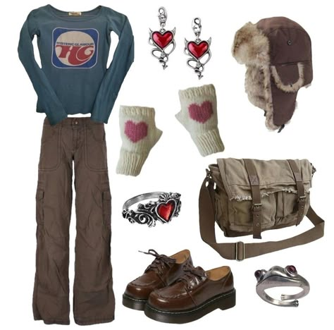 Handwarmer Outfits, Handwarmers Outfits Aesthetic, Ushanka Aesthetic, Ushanka Outfit, Outfit Collage Aesthetic, Roblox Outfits Codes, Frog Ring, Oxford Shoes Outfit, Mode Hippie