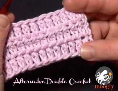 Learn the Alternative Double Crochet Stitch with this quick video tutorial! Written instructions included! Crochet Quilts, Learn Crochet, Crochet 101, Crochet Knit Stitches, Crochet Tips, Crochet Tutorials, Crochet Videos Tutorials, Double Crochet Stitch, Crochet Stitches Tutorial