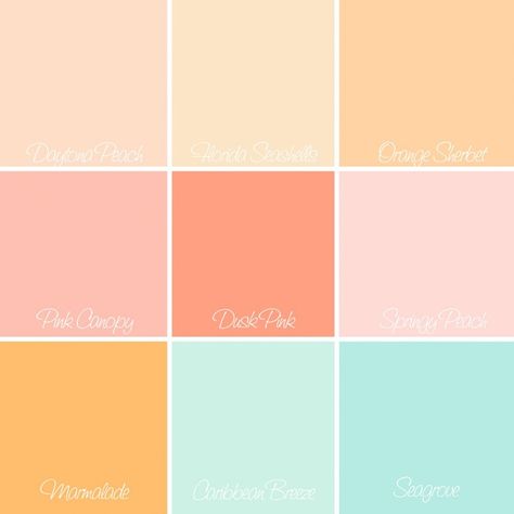 Peach Paint Colors, Peach Color Schemes, Peach Color Palettes, Peach Paint, Bedroom Colour Palette, Brand Color Palette, Bedroom Color Schemes, Design Seeds, Pottery Shop