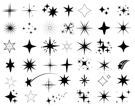 Different Types Of Stars, Different Star Designs, Different Stars, The Space, Art Deco Star, Cascading Stars Tattoo, Star Ideas, Star Pattern Design, Star Art Aesthetic