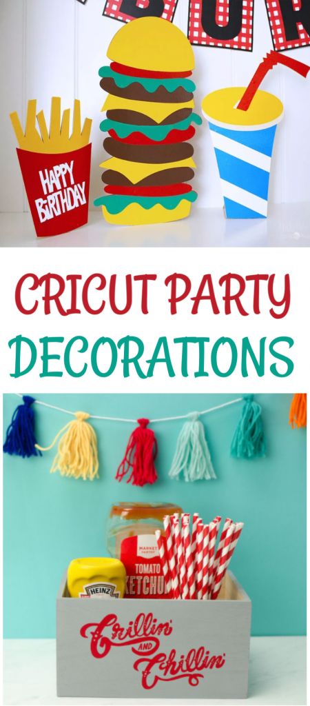 Cricut Projects Party Decorations, Cricut Birthday Decorations, Diy Party Props, Small Birthday Parties, Indoor Birthday, Cricut Birthday, Beginner Crafts, Birthday Party Decorations Diy, Birthday Party Centerpieces