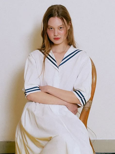 Vintage Sailor Dress, Minimal Classic Style, Marine Dress, Marine Outfit, Nautical Outfits, Pleats Skirt, Lesbian Fashion, School Uniform Outfits, Vintage Sailor