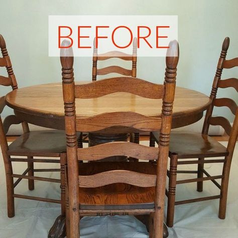 We're totally re-doing our dining room table after seeing these ideas. Table And Chairs Makeover, Table Refinishing, Painted Dining Room Table, Dining Room Table Makeover, Kitchen Table And Chairs, Dining Table Makeover, Country Chic Paint, Room Fireplace, Stained Table