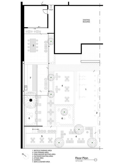 Gallery of Kilogram Coffee Shop / Pranala Associates - 17 Coffee Plan, Concrete Finishes, Shared Office Space, Shared Office, Garden Coffee, Outdoor Cafe, Coffee Shop Design, Building Facade, Shop Plans