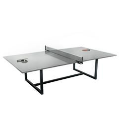 James de Wulf Vue Concrete Ping Pong Table with Powder Coated Steel Base Concrete Ping Pong Table, Concrete Table Top, Tennis Table, Minimalist Dining Room, Concrete Dining Table, Industrial Dining, Concrete Forms, Modern Dining Room Tables, Concrete Table