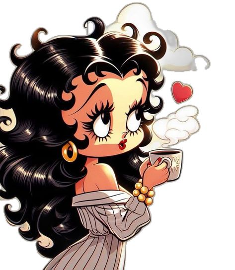 Betty Boop With Long Hair, Betty Boop Cheetah Print, Brown Betty Boop, 70s Cartoon Aesthetic, Disney Old Cartoons, Pinup Cartoon Vintage, Betty Boop Haircut, Chill Pfp Aesthetic, Betty Boop Wallpapers Vintage