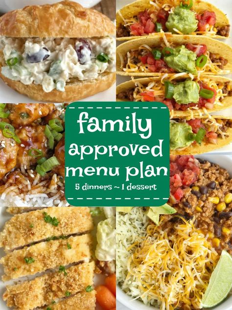 Welcome to my collection of family approved menu plans! I LOVE menu planning and my goal is to get you to love menu planning too. So sit down with some pen & paper, write down the recipes you want to make and list the ingredients. Head to the store and prepare to save money, sanity, and time by preparing your weekly menu plan, shopping for the ingredients, and having a plan before the dreaded 5:00 hits. A tip that I always tell people is to create a Pinterest board titled ‘menu plan’ or ‘things Easy Dinner Menu, Family Dinner Menu, Crispy Honey Chicken, Menu Sans Gluten, Weekly Dinner Menu, Meal Planning Menus, Simple Menu, Family Meal Planning, Easy Meal Plans