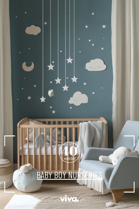 ♥ Are you looking for adorable baby boy nursery ideas for your little one's room? Explore the charm of vintage baby boy nursery themes with a touch of woodland inspiration. From dinosaur nursery baby boy decor to western nursery accents, create the perfect space for your baby boy shower. 🦕🌿👶 #babyboynursery #nurserydecor #vintage #woodland #babyshowerideas Simplistic Nursery Gender Neutral, Nursery Clouds Theme, Dino Nursery Ideas, High Contrast Nursery, Gray Wall Nursery, Blue And White Nursery Boy, Dusty Blue Nursery Boy, To The Moon And Back Nursery, Simple Boy Nursery Ideas