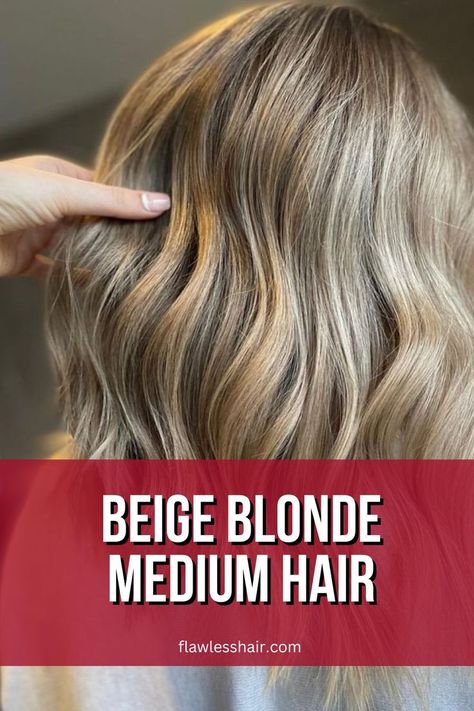 Beige Blonde Medium Hair Neutral Medium Blonde Hair, Sandy Blonde Toner Formula, Heritage Blonde Hair, Solid Blonde Hair Color Ideas, Light Sandy Blonde Hair, Sandy Beige Blonde Hair, Cashmere Blonde, Sandy Blonde Hair Color, Sandy Hair Color