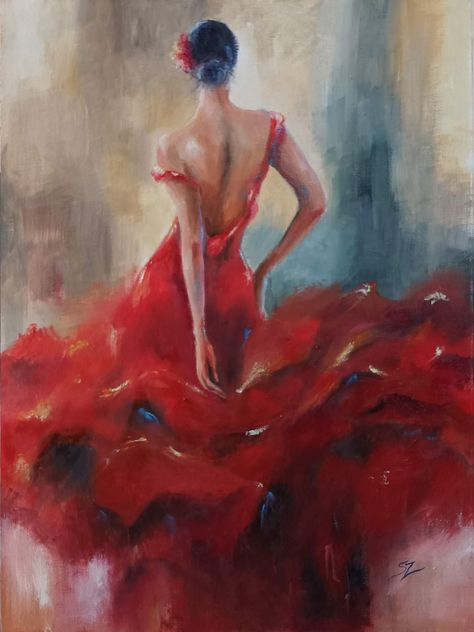 Flamenco Dancers Drawing, Dancing Painting, Dancer Drawing, Dancer Painting, Flamenco Dancers, Painting Of Girl, Spanish Artists, Impressionism Art, Black Love Art