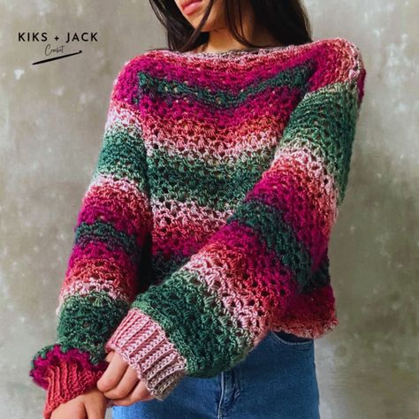 The Nusa Mesh Net Crochet Sweater V20 Crochet Sweater Free Pattern, Net Crochet, Sweater Free Pattern, Sweater Pattern Free, Crochet Sweater Free, Start Crocheting, Christmas Colours, Crochet Sweater Pattern, Patterns For Crochet