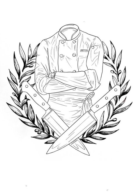 Yes Chef Tattoo, Chef Art Drawing, Cook Tattoo Chef, Chef Tatoos Culinary Tattoos, Chef Tattoo Ideas For Men, Chefs Tattoo, Bbq Tattoo, Chef Tattoo Design, Chef Tattoo Ideas