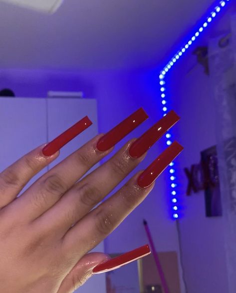 Red Xl Nails, Long Red Acrylic Nails, Nails Acrylic Aesthetic, Red Long Nails, Butterfly Stomach, Acrylic Aesthetic, Nails Nail Art Designs, Long Red Nails, Summer Nail Colors