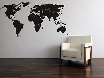 Blackboard World Map Wall Decal World Map Continents, World Map Wall Decal, Map Wall Decal, World Map Design, Map Decal, Childrens Wall Stickers, Wall Decor Decals, Chalkboard Wall, Wall Art Wallpaper