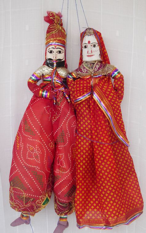 rajasthani puppets Puppets Rajasthani, Rajasthani Puppets, Cafe Renovation, Indian Puppets, Handmade Puppets, Return Gifts Indian, Marionette Puppets, Jewel Tone Decor, Rajasthan Art