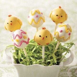 Easter Cake Pops Chick Cake Pops, Easter Egg Cake Pops, Chick Cake, Easter Cupcakes Easy, Easter Basket Cake, Cupcakes Decorating, Easter Cake Pops, Basket Cake, Easter Egg Basket