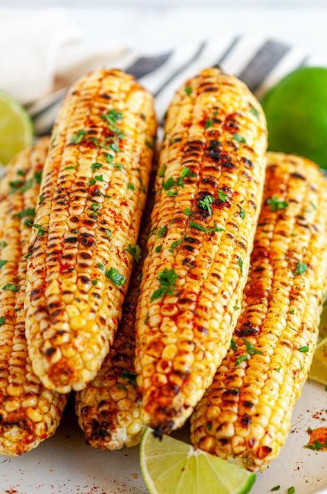 Grilled Chili Lime Honey Butter Corn on the Cob - Jazz up your BBQ with perfectly grilled sweet kernel corn slathered with a mouthwatering flavored butter. From aberdeenskitchen.com #grilled #chili #lime #honey #butter #corn #onthecob #BBQ #grilling #recipe #summertime #summer #sidedish Butter Corn On The Cob, Honey Butter Corn, Corn On The Cob Recipes, Cob Recipes, Parmesan Corn, Corn On The Cob Recipe, Recipe With Honey, Bbq Corn, Butter Corn