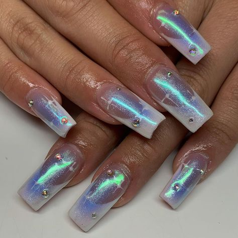 Iridescent Nails, Nails Only, Unique Acrylic Nails, Gem Nails, French Tips, Pastel Nails, Dream Nails, Funky Nails, June 1