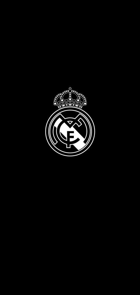 White logo in Black background for your amoled display. Real Madrid Logo Black And White, Cr7 Background, Real Madrid Backgrounds, Ronaldo Black Background, Cr7 Logo Wallpaper, Real Madrid Black Wallpaper, Rma Logo, Cr7 Black And White, Cr7 Black Wallpaper