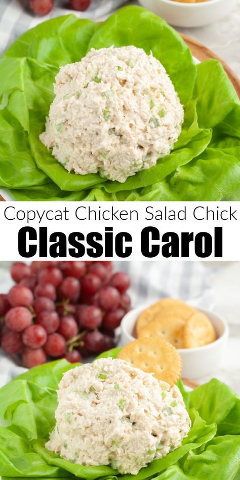 You can make your own copycat Chicken Salad Chick Classic Carol with this simple recipe. This simple chicken salad recipe is so good and all you need are a few easy ingredients. Classic Carol Chicken Salad Chick Recipe, Classic Carol Chicken Salad, Chicken Salad Chick Recipe Copycat, Copycat Chicken Salad Chick, Simple Chicken Salad Recipe, Copycat Chicken Salad, Canned Chicken Salad Recipe, Chicken Salad Chick Recipe, Simple Chicken Salad