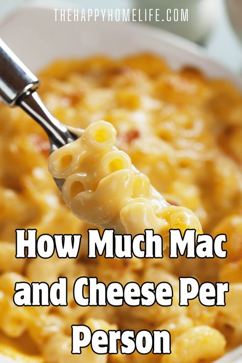 Whether served as a main dish or a side, determining the right amount of mac and cheese per person can ensure that everyone gets their fair share of this cheesy delight. Mac And Cheese For 100 People, Mac And Cheese For 60 People, Mac And Cheese For 50 People, Mac And Cheese For 25 People, One Serving Mac And Cheese, What To Serve With Mac And Cheese, Small Serving Mac And Cheese, Single Serving Mac And Cheese, Macaroni Pasta