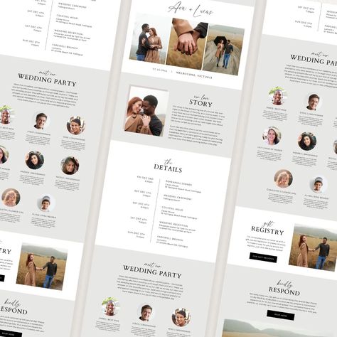 💻 Wedding websites are a great way to keep your guests informed about your big day! They allow you to share your love story, detail the event schedule, and more—all in one place. Introducing our Ava website template: easy to edit and free to host on Canva. Check it out in our Etsy store and make your wedding planning a breeze! Diy Wedding Stationery, Cocktail Hour Wedding, Wedding Schedule, Budget Friendly Wedding, Diy Brides, Wedding Templates, Our Story, Wedding Website, Wedding Printables