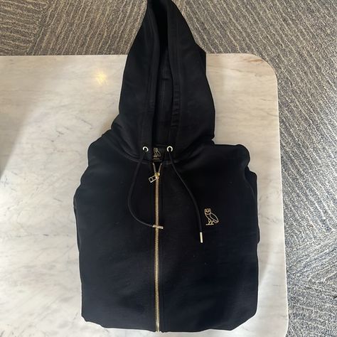 OVO Mens hooded terry cloth zip up hoodie, M Ovo Clothing, Drake Hoodie, Ovo Hoodie, Bday Wishlist, Black Zip Ups, Mens Hooded, Zip Up Hoodie, Terry Cloth, Black Sweaters