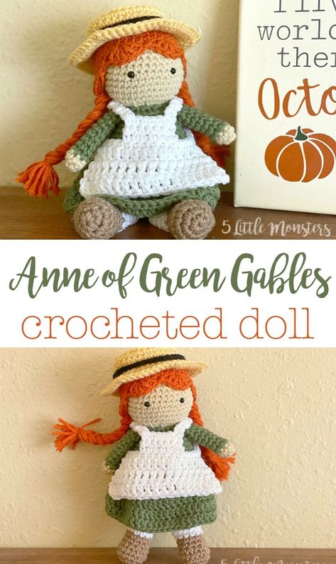 Crochet Geek Pattern, Wizard Of Oz Amigurumi Pattern, Crochet Doll With Clothes, Green Amigurumi Free Pattern, Crocheted Dolls Free Patterns, Anne Of Green Gables Crochet, Crochet Onigiri, Crocheted Stuffies, Character Crochet