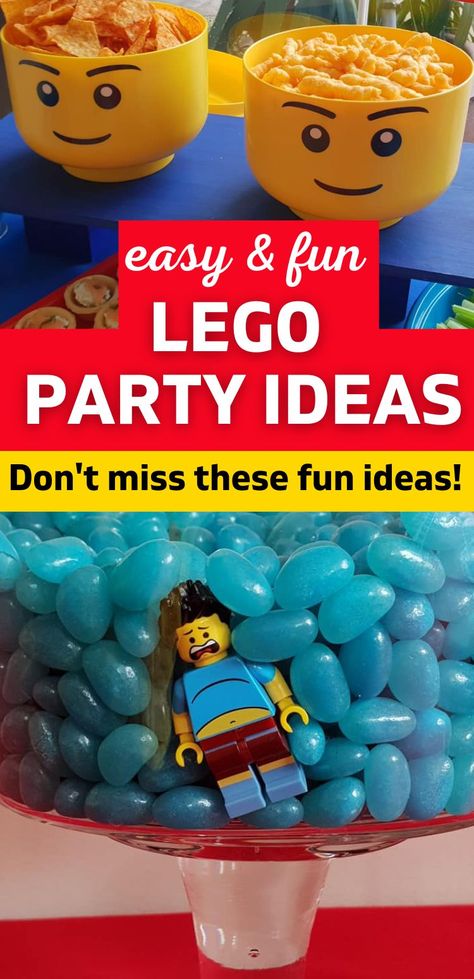 Lego party ideas Kids Lego Party Ideas, Lego Birthday Theme Ideas, Lego Movie 2 Birthday Party, Lego Sleepover Party, Lego Diy Birthday Ideas, Lego 9th Birthday Party, Legoland Party Ideas, Lego Movie Party Decorations, Lego Birthday Party Decorations Boys