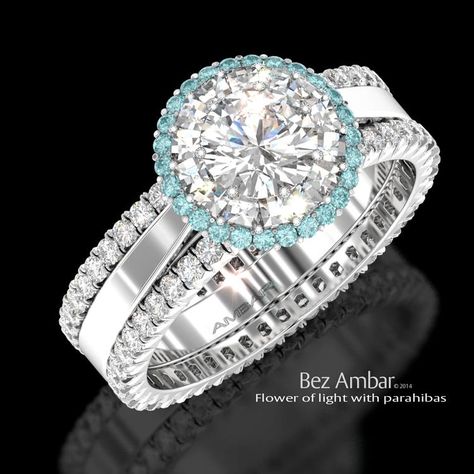 Bez Ambar's Flower of Light engagement ring with Blaze® cut diamonds parahibas #blazecutdiamonds #diamondjewelry www.bezambar.com Bez Ambar, Jewellery Women, Fancy Rings, Solitaire Diamond, Rings Gold, Bling Rings, Pretty Rings, I Love Jewelry, Diamond Solitaire Engagement Ring