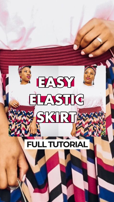 Elastic Skirt Tutorial, How To Make A Skirt, Stylish Midi Skirt, Diy Elastic, Elastic Skirt, How To Make Skirt, Skirt Tutorial, Trendy Skirts, Stretch Bands