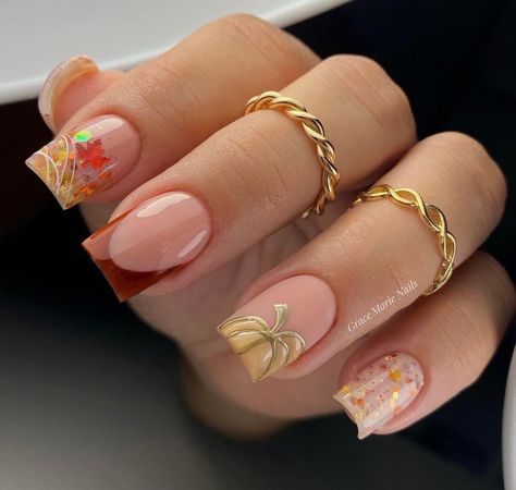 Cute Thanksgiving Nails, French Manicure Acrylic Nails, Burberry Nails, Turkey Nails, Thanksgiving Nail Designs, Thanksgiving Nail, Halloween Acrylic Nails, November Nails, Cute Nails For Fall