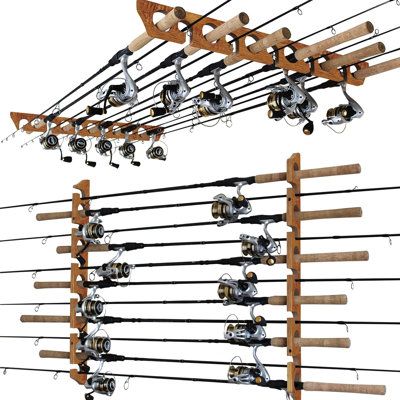 FISHING ROD STORAGE RACK Our fishing rod holder offers a simple yet effective solution for your fishing pole storage needs and garage organization. It ensures your rod and reel combos are always protected and ready for your next fishing adventure! Our versatile fishing rod holder for your fishing gear can be mounted on the wall vertically for convenient home storage, garage organization, and other indoor areas, optimizing space and accessibility. | WFX Utility™ Fishing Rod Holder For 11 Rods, Am Storage Ceiling, Fishing Pole Storage, Fishing Pole Holder, Sport Rack, Fishing Rod Accessories, Fishing Storage, Fishing Rod Storage, Fishing Rod Rack, Rod Rack