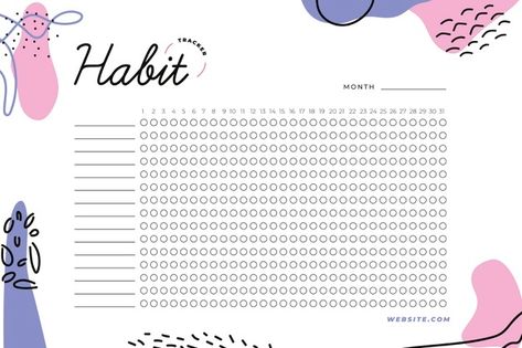 Habit Tracker Template, Planner Icons, Tracker Template, Bullet Journal Lettering Ideas, Daily Planner Template, Habit Tracker, Planner Bullet Journal, Samsung Note, Printable Paper