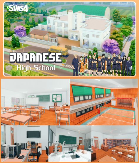 #sims4 #school #karasuno Sims 4 Korean High School, Sims 4 Japanese High School, Sims 4 Japanese School, Sims 4 School Mod, Sims 4 School Cc, Sims 4 School, Sims 4 Japanese Cc, Sims 4 High School, Mt Komorebi